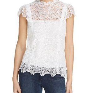 Elie Tahari Zandaya white cap sleeve lace blouse